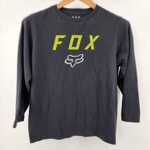Fox Racing Long Sleeve Shirt Youth XL Black Neon Logo Motocross Tee Boys Winter